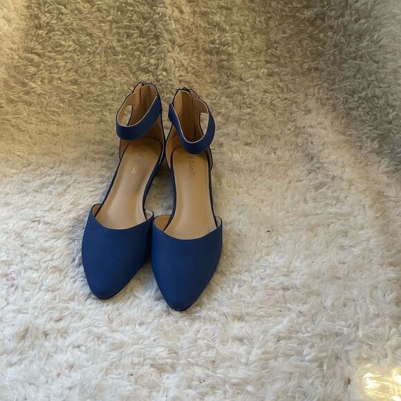 New in Box Dream Pairs Amiga faux leather suede Royal Blue ankle strap shoesSZ10 - Picture 2 of 12